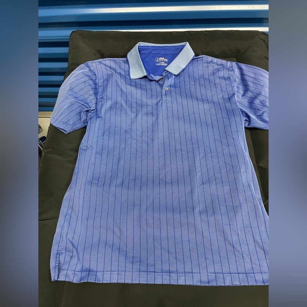 PGA Tour Blue Pinstripe Polo Shirt